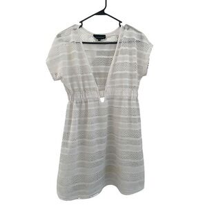 Club Z Collection White Crochet low cut swim cover up Size M